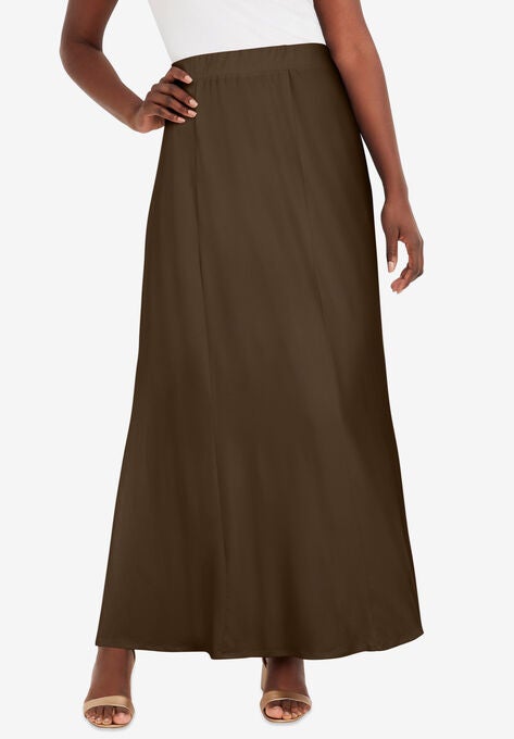 Travel Knit Maxi Skirt, CHOCOLATE, hi-res image number null