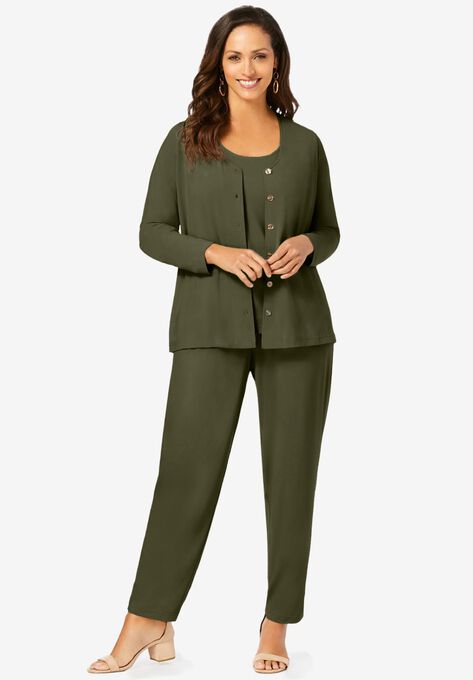 4-Piece Knit Wardrober, DARK OLIVE GREEN, hi-res image number null