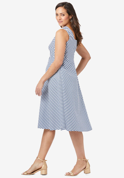 Button Front Fit and Flare Dress, , alternate image number null