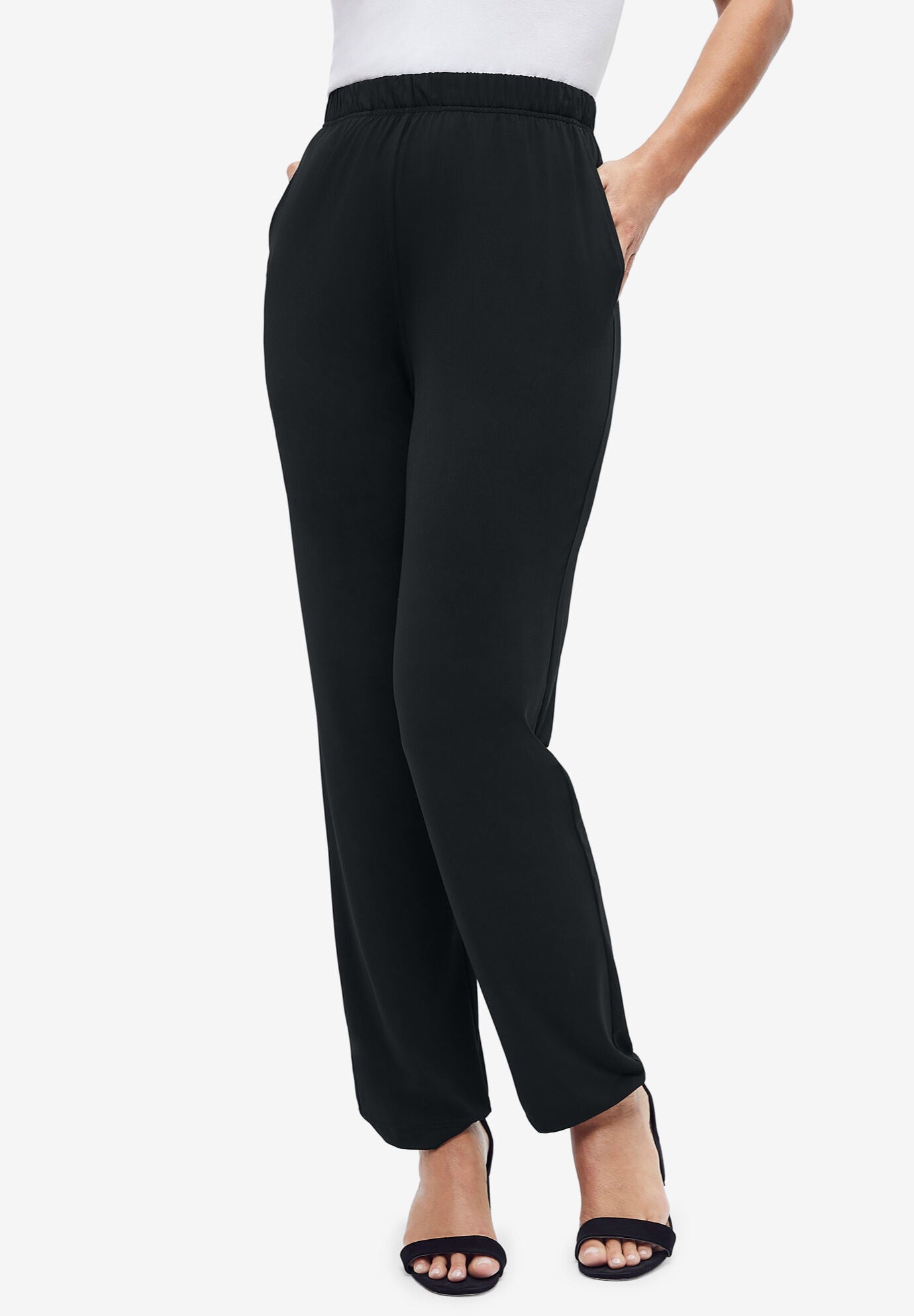 2-Piece Stretch Knit Notch Neck Pant Set, , alternate image number 3