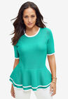 Peplum Sweater, AQUA SEA, hi-res image number null