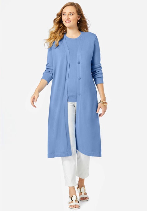 Fine Gauge Duster Cardigan, FRENCH BLUE, hi-res image number null