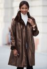 Fur-Trim Leather Swing Coat, , alternate image number 3
