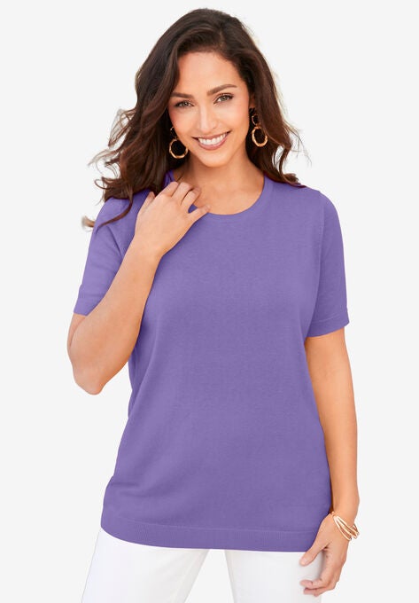 Fine Gauge Crewneck Shell, VINTAGE LAVENDER, hi-res image number null