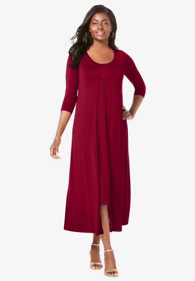 Double Layered Dress, RICH BURGUNDY, hi-res image number null