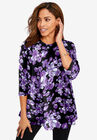 Swing Tunic, PURPLE FLORAL PRINT, hi-res image number null