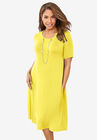 A-Line Jersey Dress, BRIGHT YELLOW, hi-res image number 0