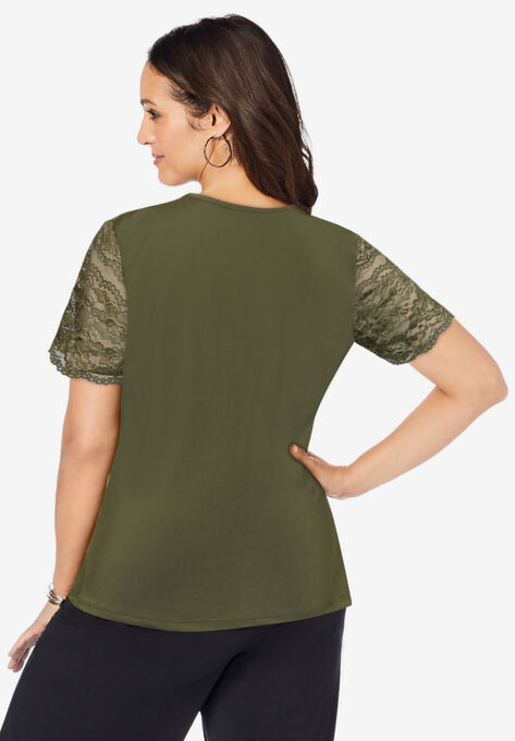 Lace Neckline Top, , on-hover image number null