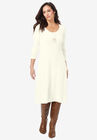 Cotton Ribbed Sweater Dress, IVORY, hi-res image number null