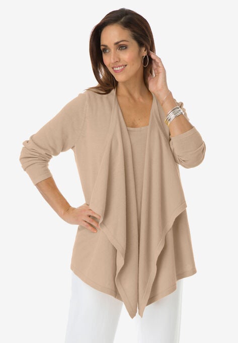Flyaway Cardigan, NEW KHAKI, hi-res image number null