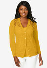 Crochet Open Front Cardigan, SUNSET YELLOW, hi-res image number 0