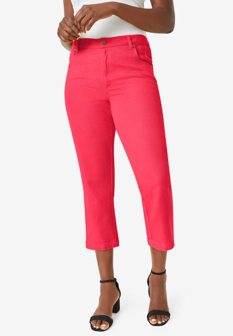 Classic Denim Capri, VIBRANT WATERMELON, hi-res image number null