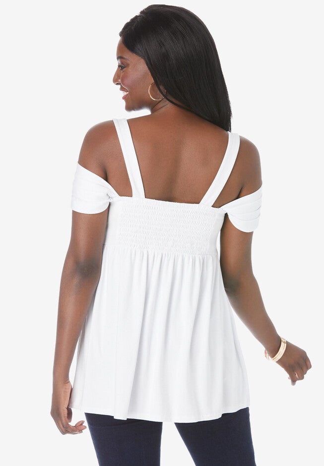Cold Shoulder Pleat Tunic, , on-hover image number null
