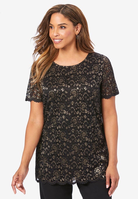 Lace Tunic, BLACK METALLIC, hi-res image number null