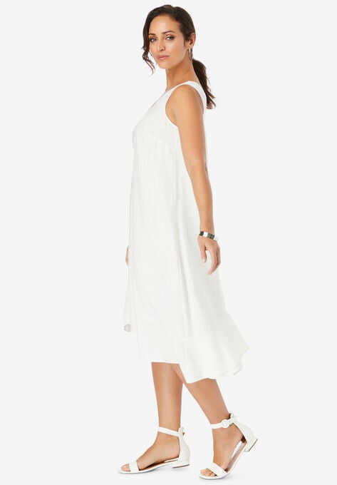 Linen Flounce Dress, , alternate image number null