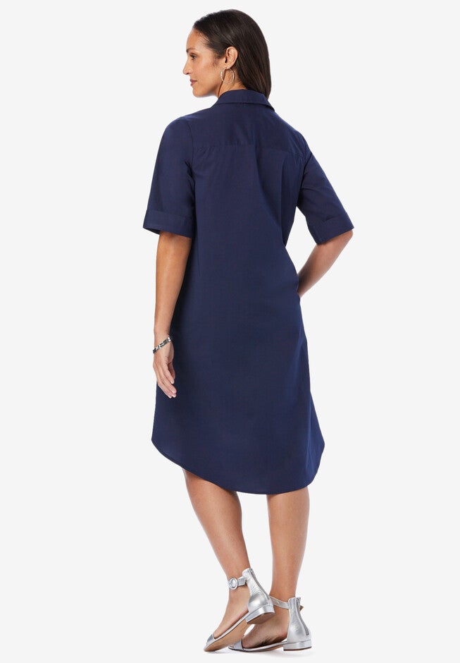 Collared Cuff Sleeve Dress, , on-hover image number 1
