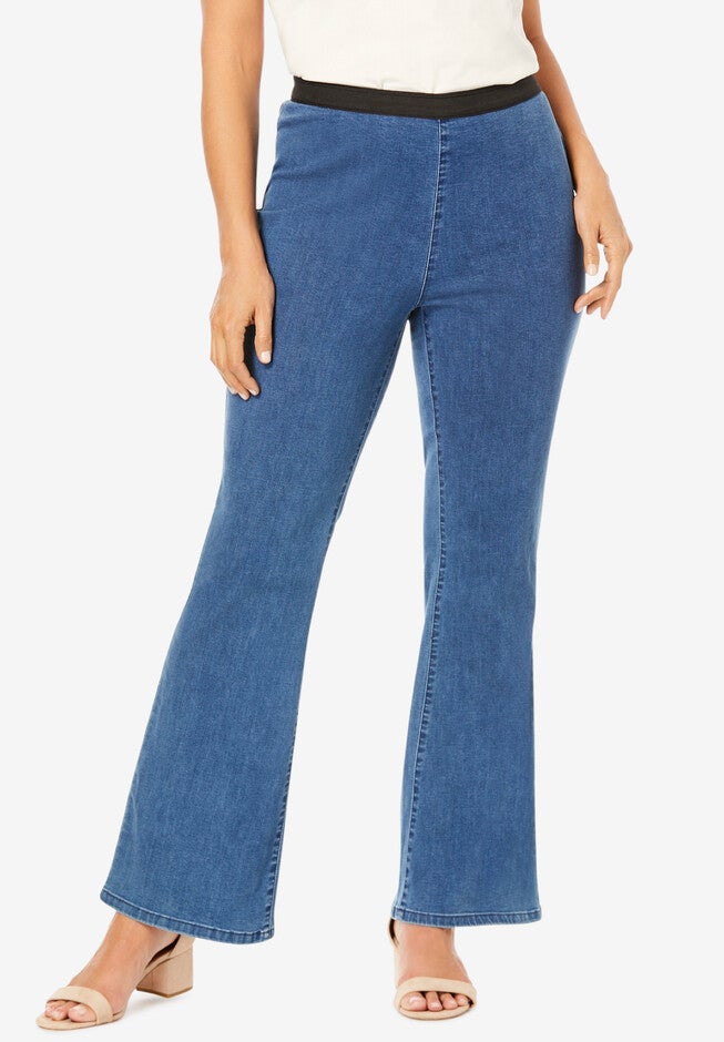 Stretch Denim Bootcut Jegging, MEDIUM STONEWASH, hi-res image number 0