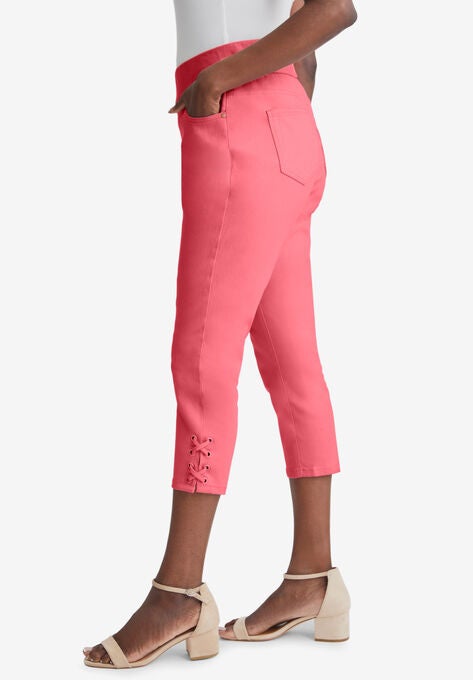 Comfort Waist Lace-Up Capri, , alternate image number null