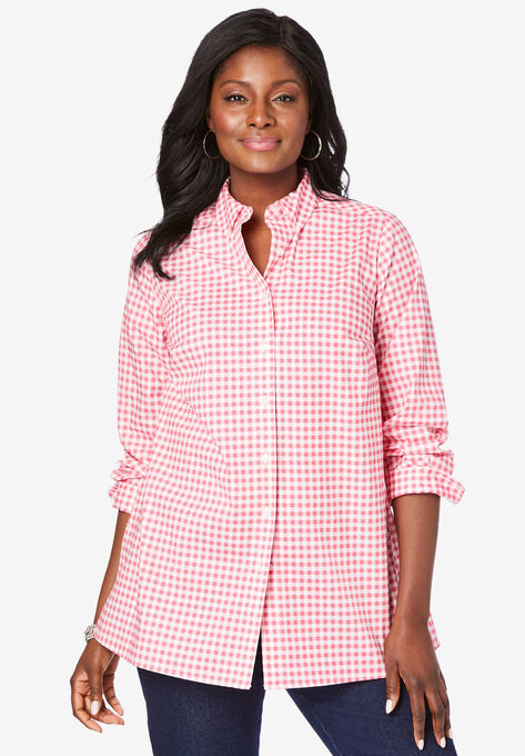 Poplin Tunic, VIBRANT WATERMELON GINGHAM, hi-res image number null