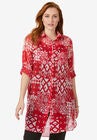Sheer Georgette Mega Tunic, VIVID RED PATCHWORK, hi-res image number null