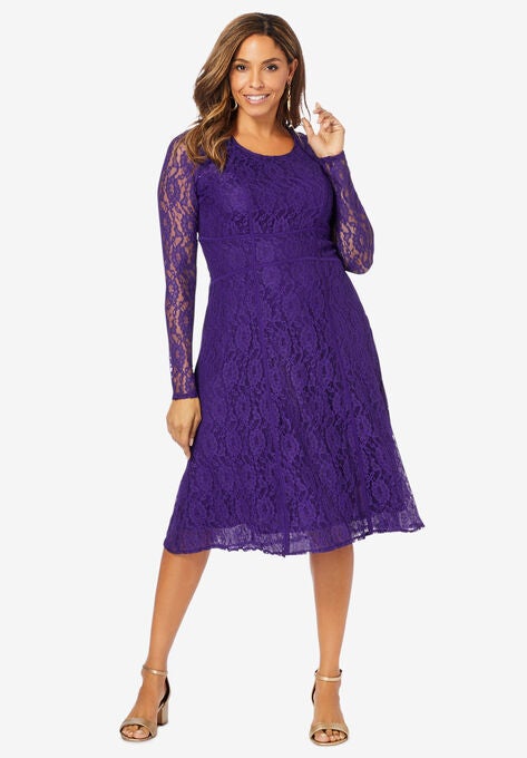Seamed Lace Dress, MIDNIGHT VIOLET, hi-res image number null
