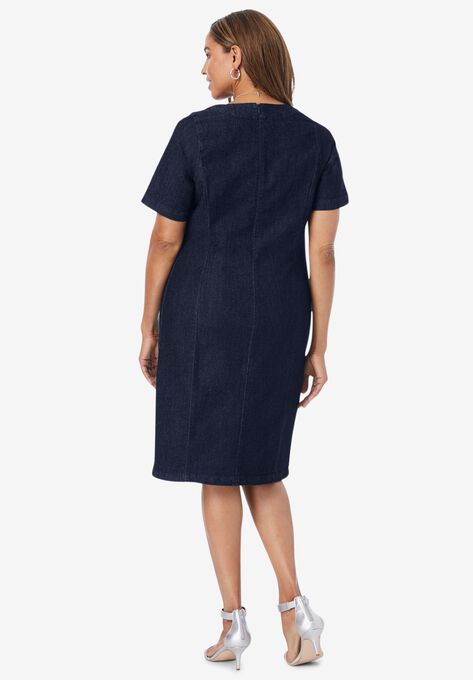 Denim Sheath Dress, , on-hover image number null