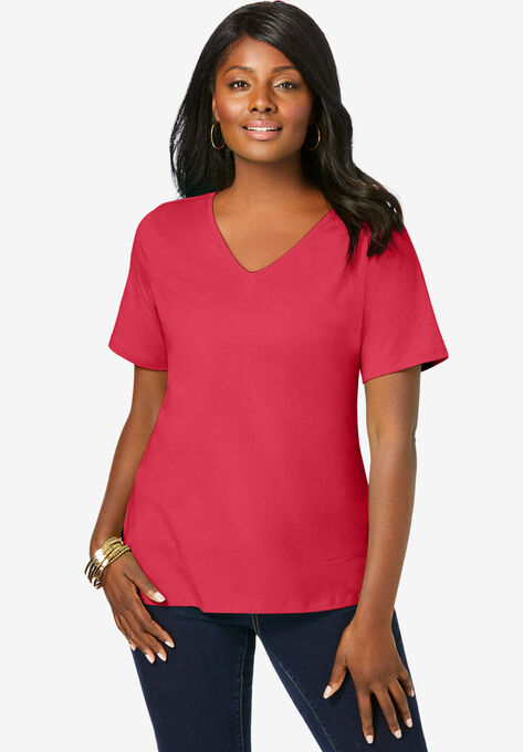 V-Neck Tee, VIBRANT WATERMELON, hi-res image number null