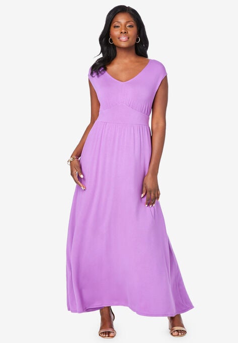 V-Neck Maxi Dress, BRIGHT VIOLET, hi-res image number null