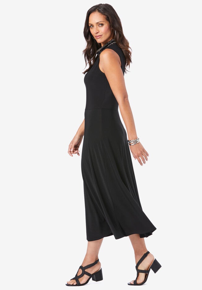 Jeweled Mock Neck Dress, , alternate image number null