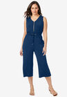 Cropped Wide-Leg Jumpsuit, NAVY, hi-res image number null