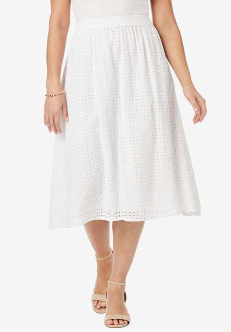 Eyelet Skirt, WHITE, hi-res image number null