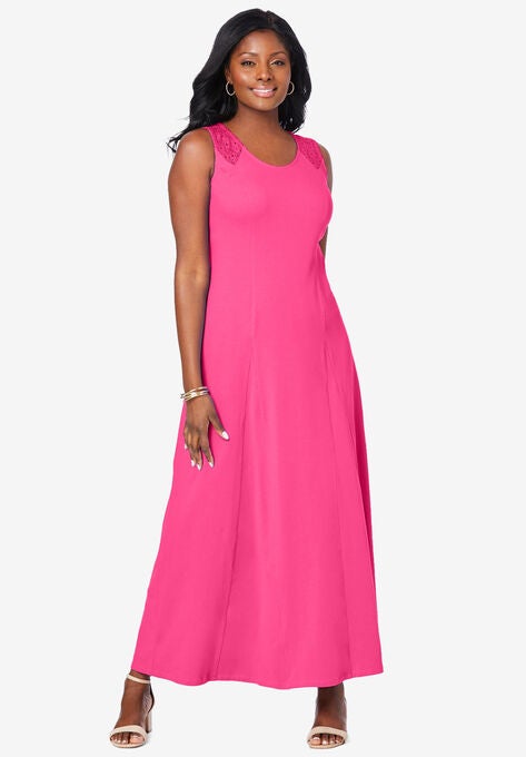 Crochet-Detailed Dress, ROYAL ROSE, hi-res image number null