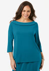 Fold-Over Boatneck Top, DEEP TEAL, hi-res image number null