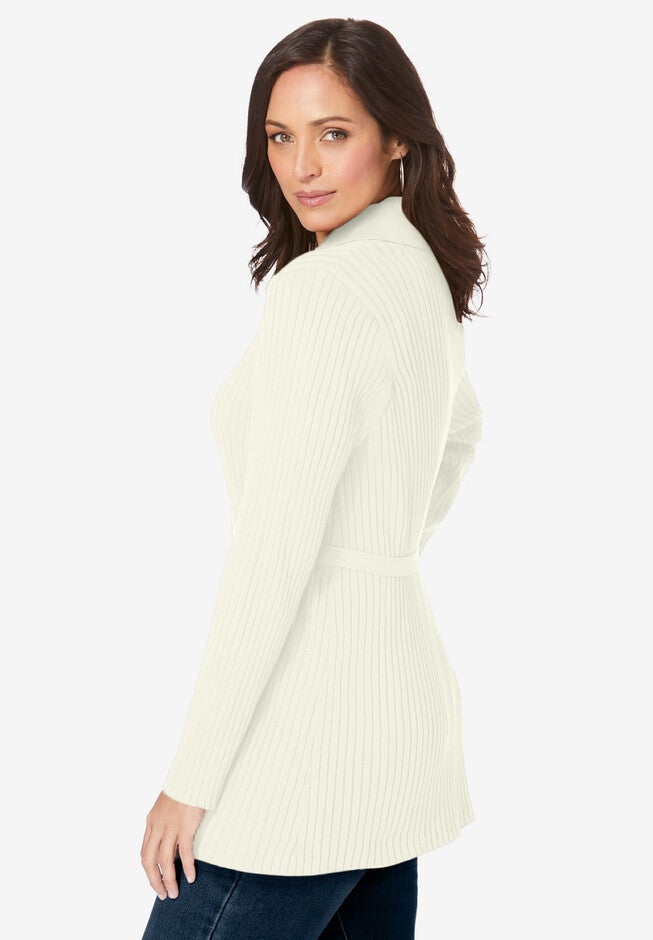 Button Down Rib Cardigan, , alternate image number null