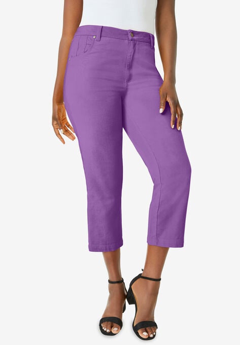 Classic Denim Capri, BRIGHT VIOLET, hi-res image number null