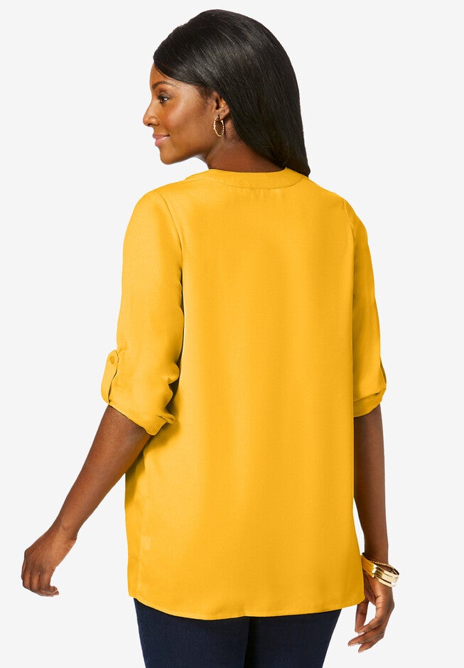 Georgette Notch Neck Blouse, , on-hover image number null