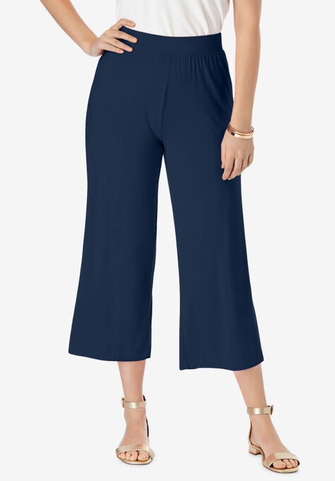 Everyday Knit Wide-Leg Crop Pant, NAVY, hi-res image number null