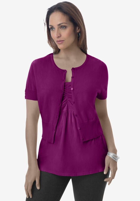 Jewel-Neck Shrug, PURPLE TULIP, hi-res image number null