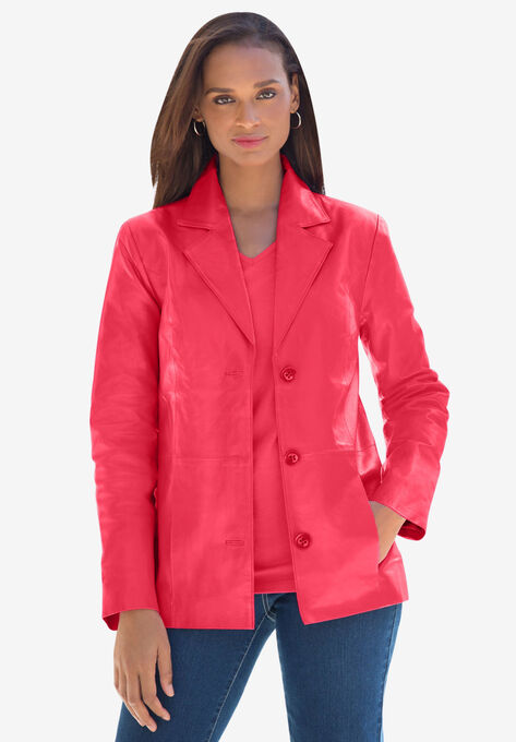 Leather Blazer, VIBRANT WATERMELON, hi-res image number null