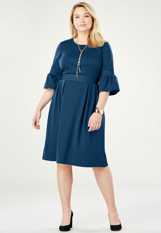 Ponte Fit & Flare Dress, , alternate image number 4