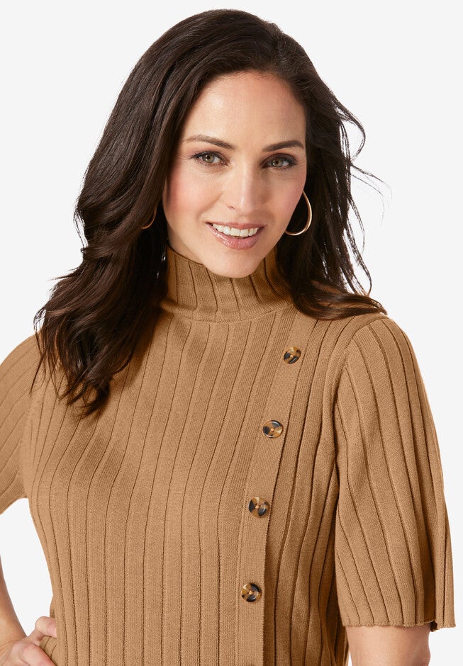 Button Front Sweater Dress, , alternate image number null