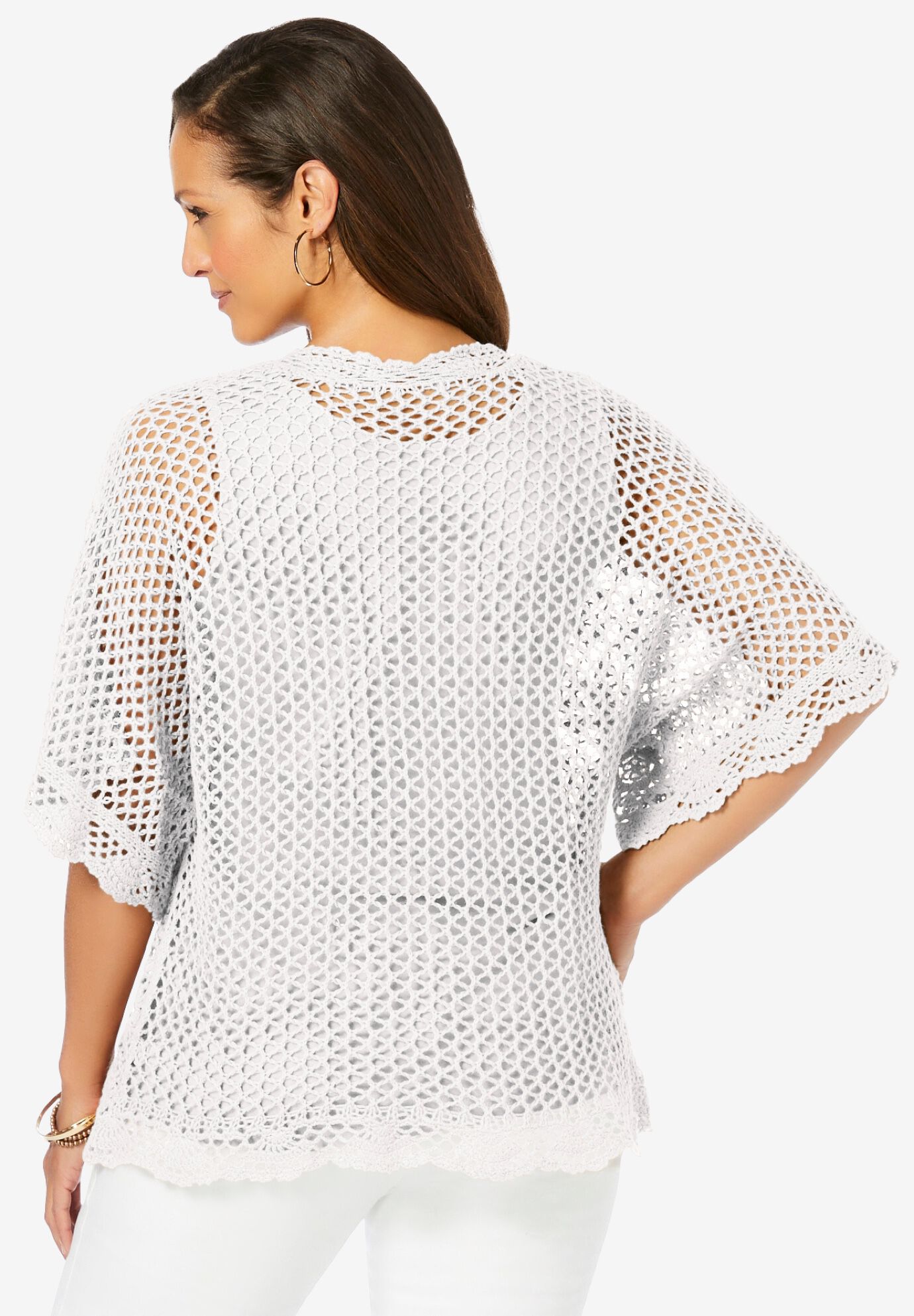 Crochet Cardigan, WHITE, on-hover image number 1