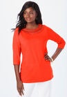 Crochet Boatneck, ELECTRIC ORANGE, hi-res image number null
