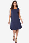 Square Neck Knit Dress, NAVY, hi-res image number null