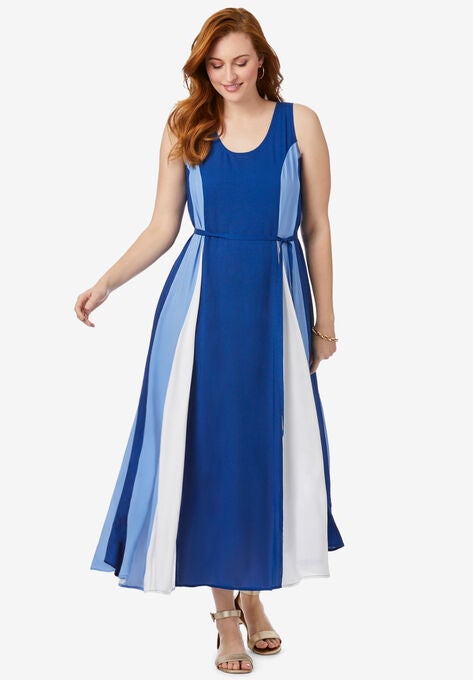 Colorblock Maxi Dress, DARK SAPPHIRE COLORBLOCK, hi-res image number null