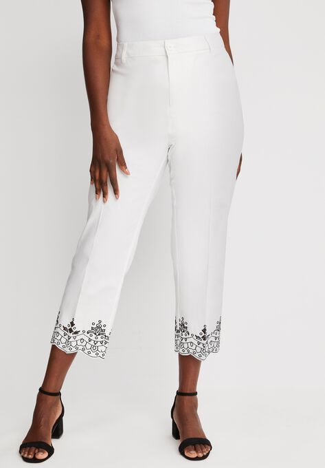 Stretch Poplin Classic Cropped Straight Leg Pant, , alternate image number null