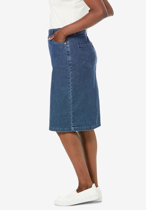 Tummy Control Denim Skirt, , alternate image number null