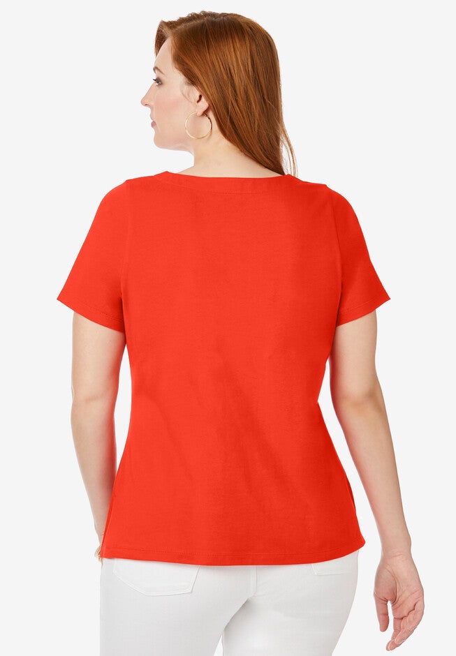 Short Sleeve Notch Neck Tee, , on-hover image number 1