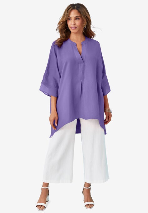 Hi-Low Linen Tunic, VINTAGE LAVENDER, hi-res image number null