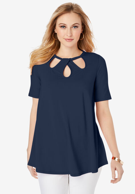 Cutout Swing Tunic, NAVY, hi-res image number null